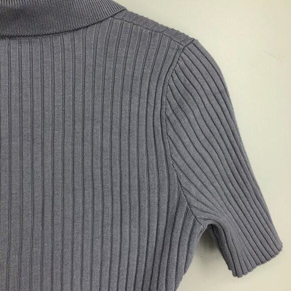 Twik by Simons Light Periwinkle Short Sleeve Zip Up Crop Top XS - Picture 11 of 16